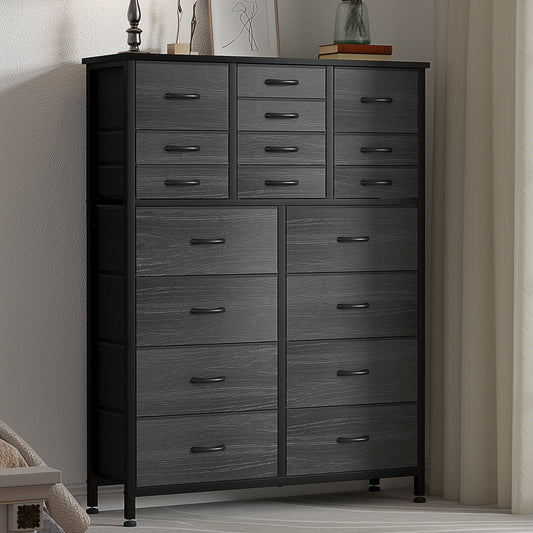 GIKPAL Slim Compact Dresser for Bedroom, 18 Drawers Chest in Black, Space-Saving Furniture with Ample Storage