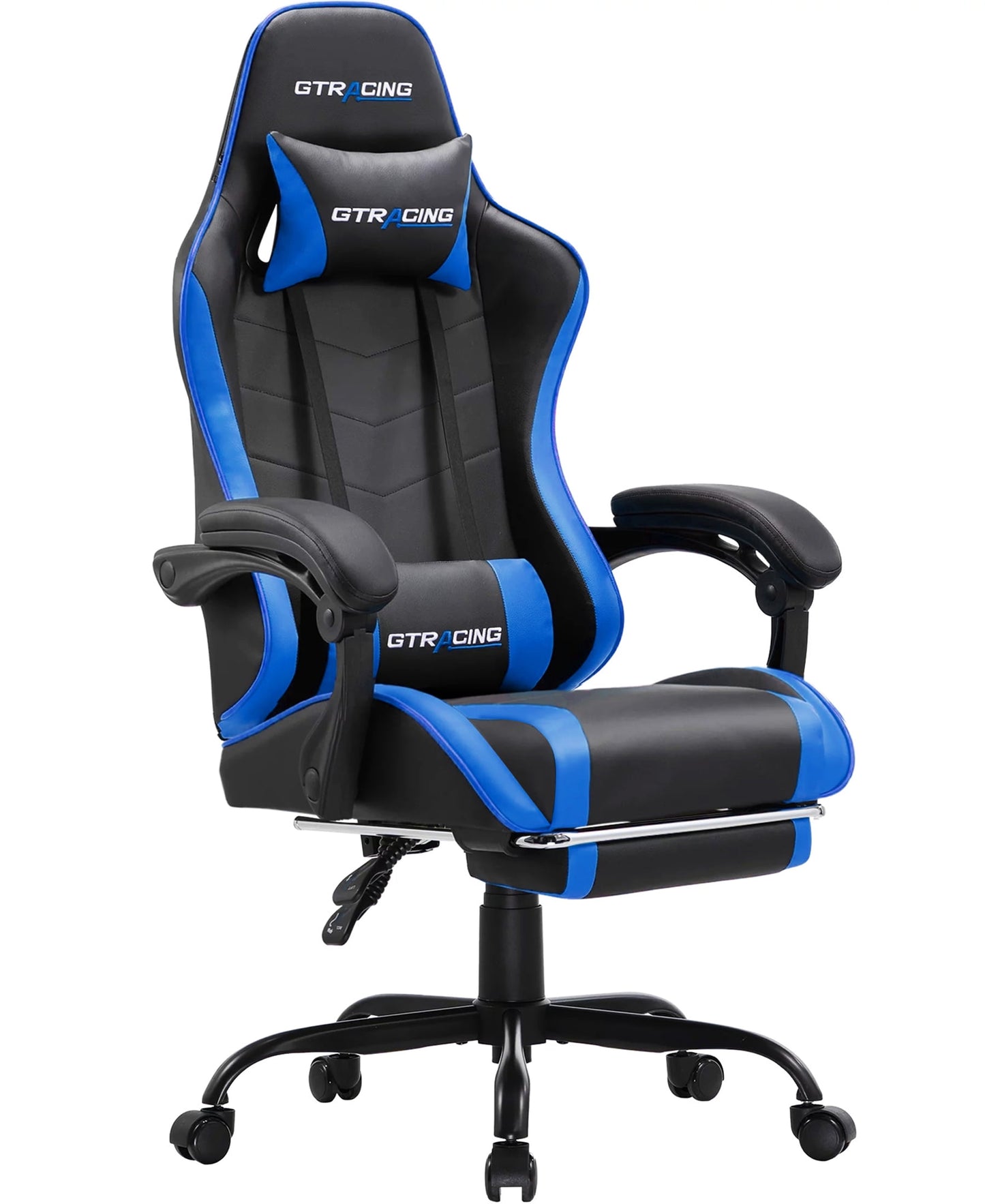 GTRACING GTWD-200 Ergonomic Gaming Chair with Adjustable Pillows and Footrest for Ultimate Comfort, Blue