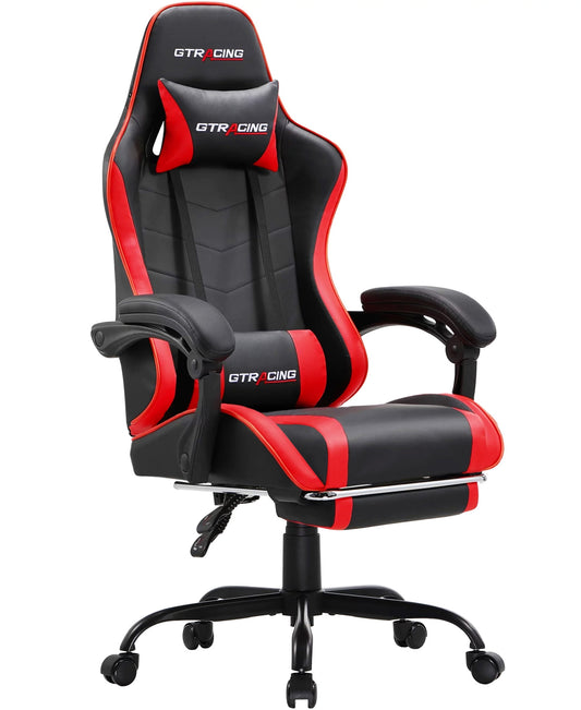 GTRACING GTWD-200 Ergonomic Gaming Chair with Adjustable Pillows and Footrest for Ultimate Comfort, Red