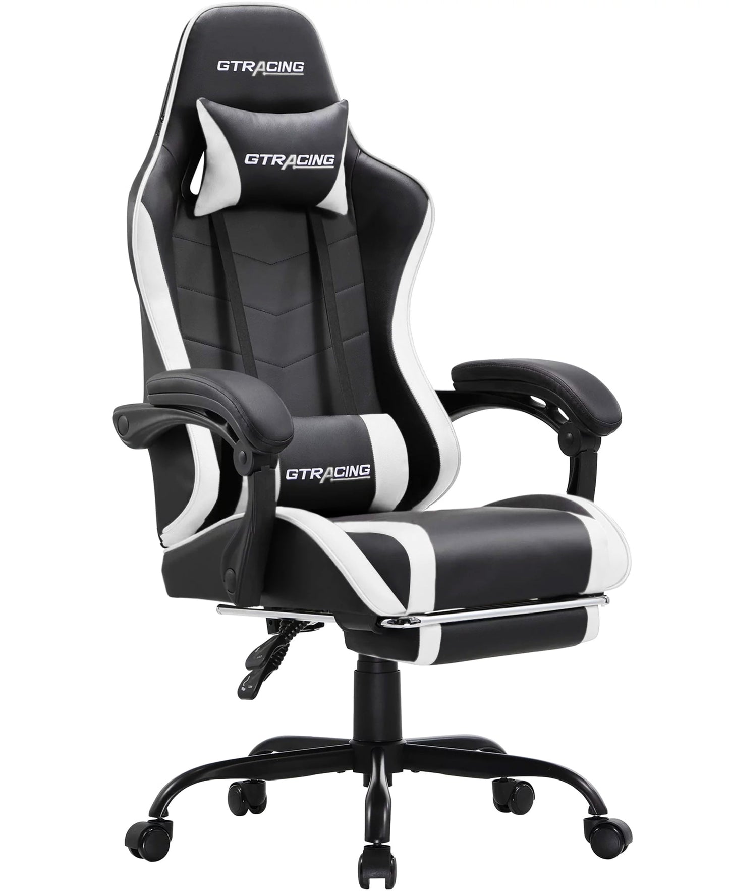GTRACING GTWD-200 Ergonomic Gaming Chair with Adjustable Pillows and Footrest for Ultimate Comfort, White