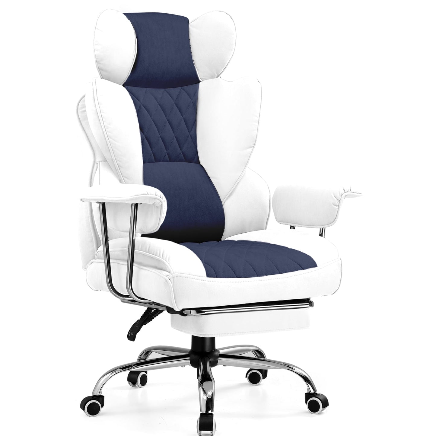 GTRACING Gaming Chair Ergonomic Executive Cozy Fabric Office Chair with Footrest, Lightblue&White