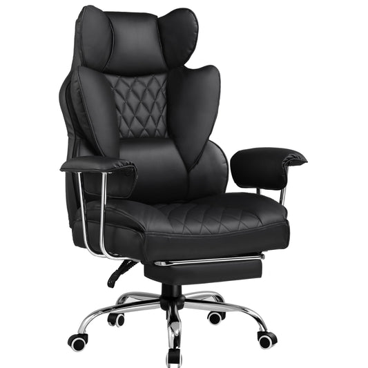 GTRACING Gaming Chair Ergonomic Executive Cozy PU Leather Office Chair with Footrest, Black