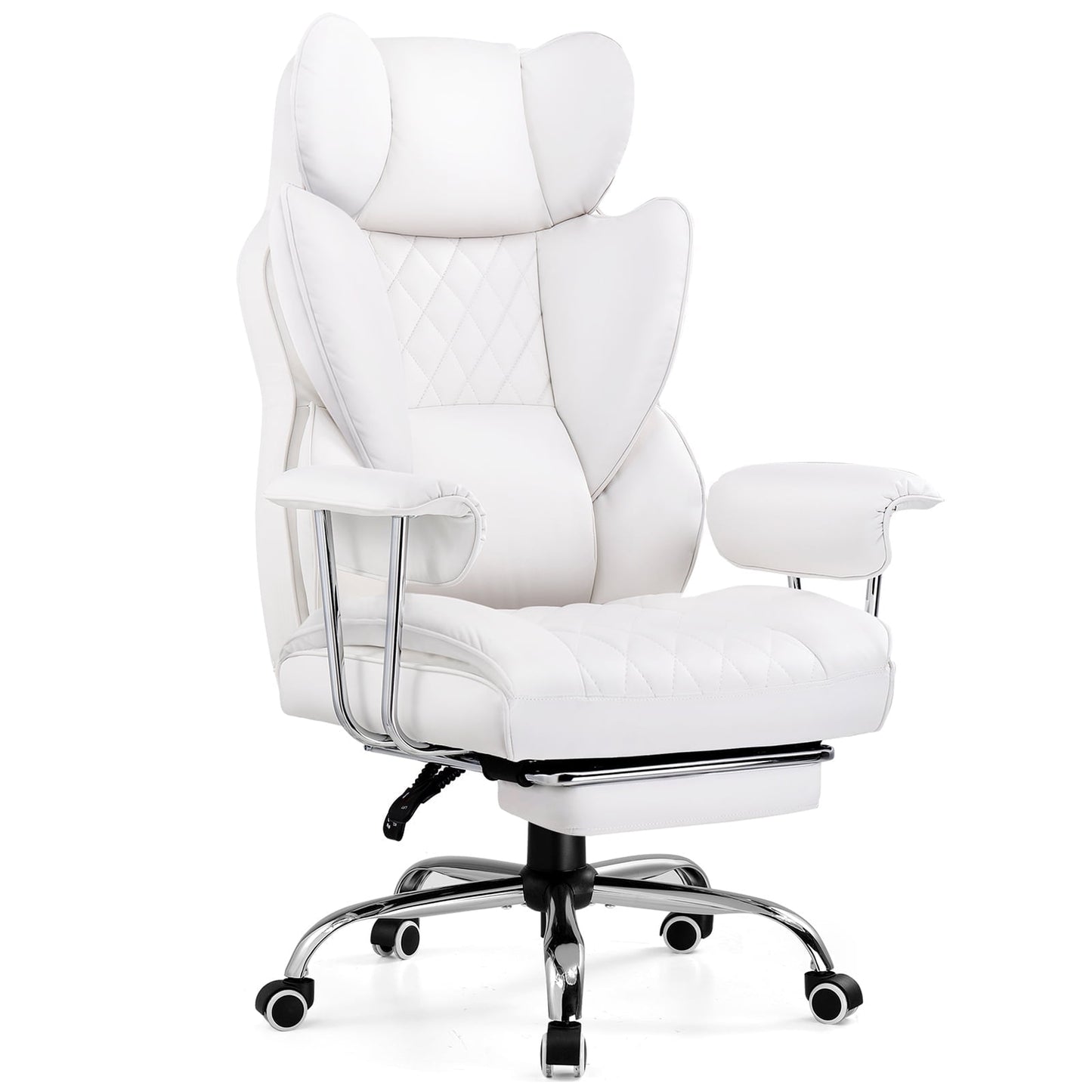 GTRACING Gaming Chair Ergonomic Executive Cozy PU Leather Office Chair with Footrest, White