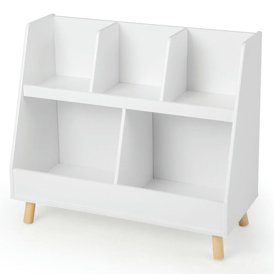GVN 5-Cube Kids Bookshelf and Toy Organizer with Anti-Tipping Kits-White, Toy Organizers and Storage for Kids, Boys, Girls, Nursery