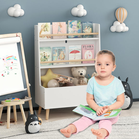Glavbiku Kids Wood Bookshelf,Book Organizer Rack,Toy Storage Cabinet Organizer for Playroom,White