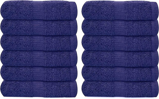 Gold Textile 100% Cotton Washcloth 120 Pack 13x13 inches Navy Blue Ultra Soft, Highly Absorbent