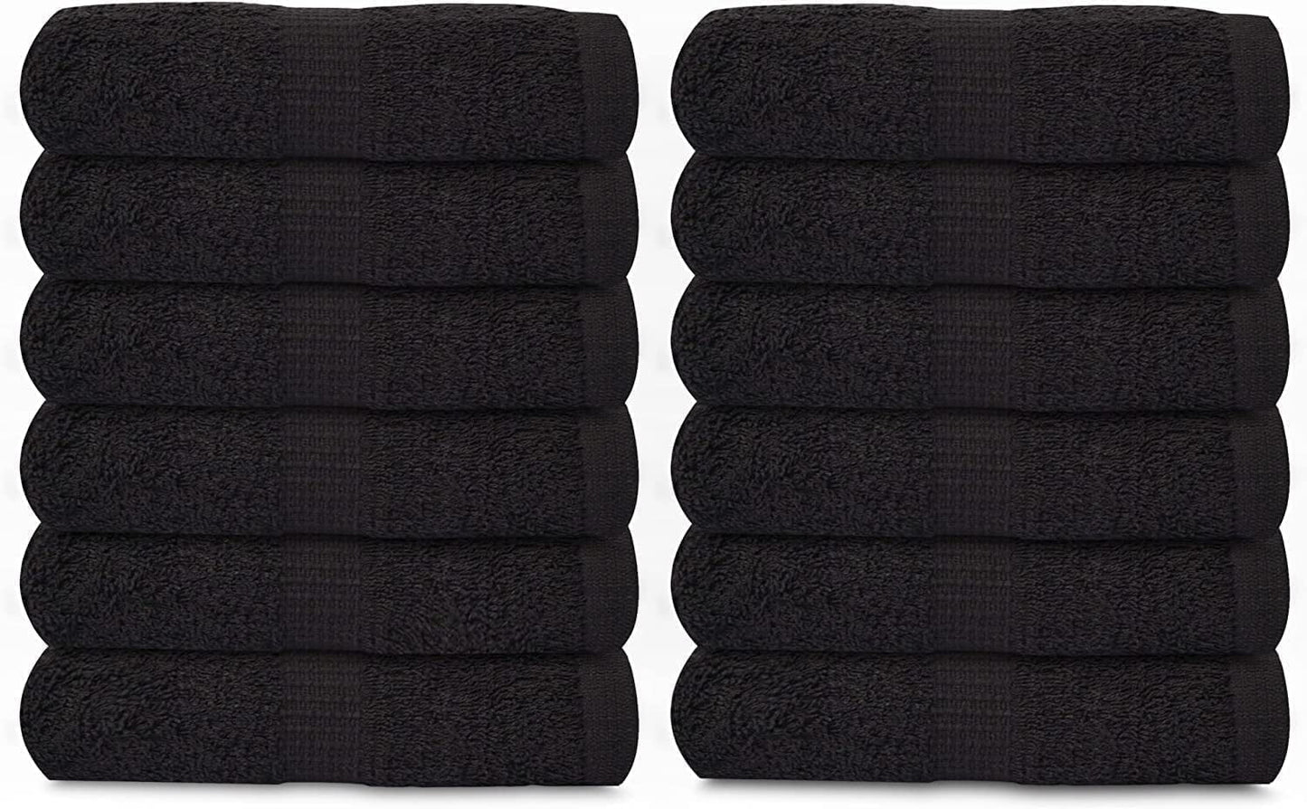Gold Textiles 100% Cotton Washcloth - 120 Pack | 13x13 inches | Black - Ultra Soft, Highly Absorbent