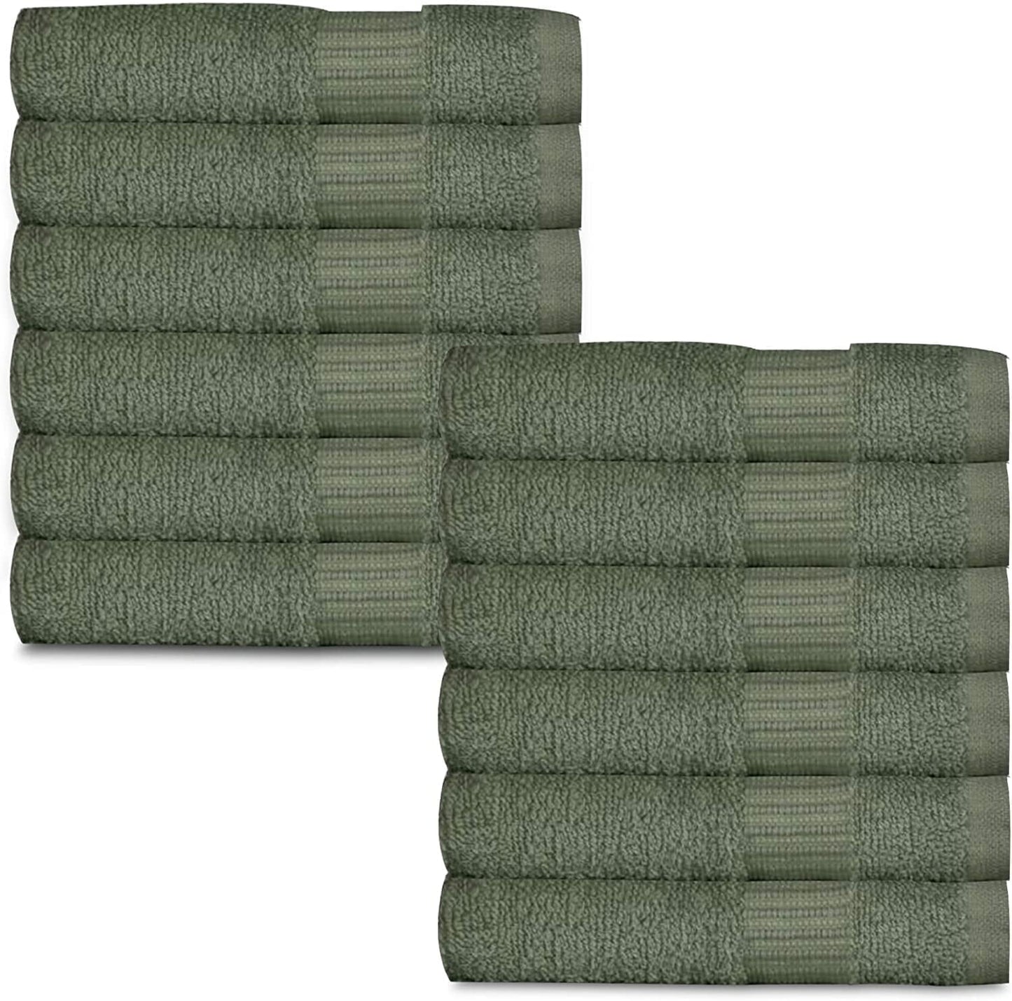 Gold Textiles 100% Cotton Washcloth 120 Pack 13x13 inches Sage Green Ultra Soft, Highly Absorbent