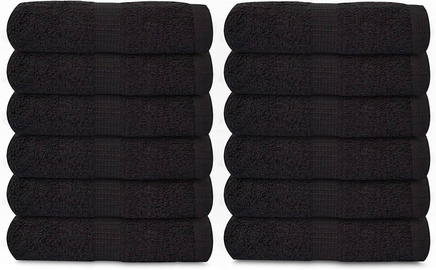 Gold Textiles 100% Cotton Washcloth - 300 Pack | 13x13 inches | Black - Ultra Soft, Highly Absorbent