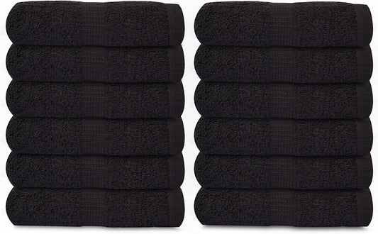 Gold Textiles 100% Cotton Washcloth - 300 Pack | 13x13 inches | Black - Ultra Soft, Highly Absorbent