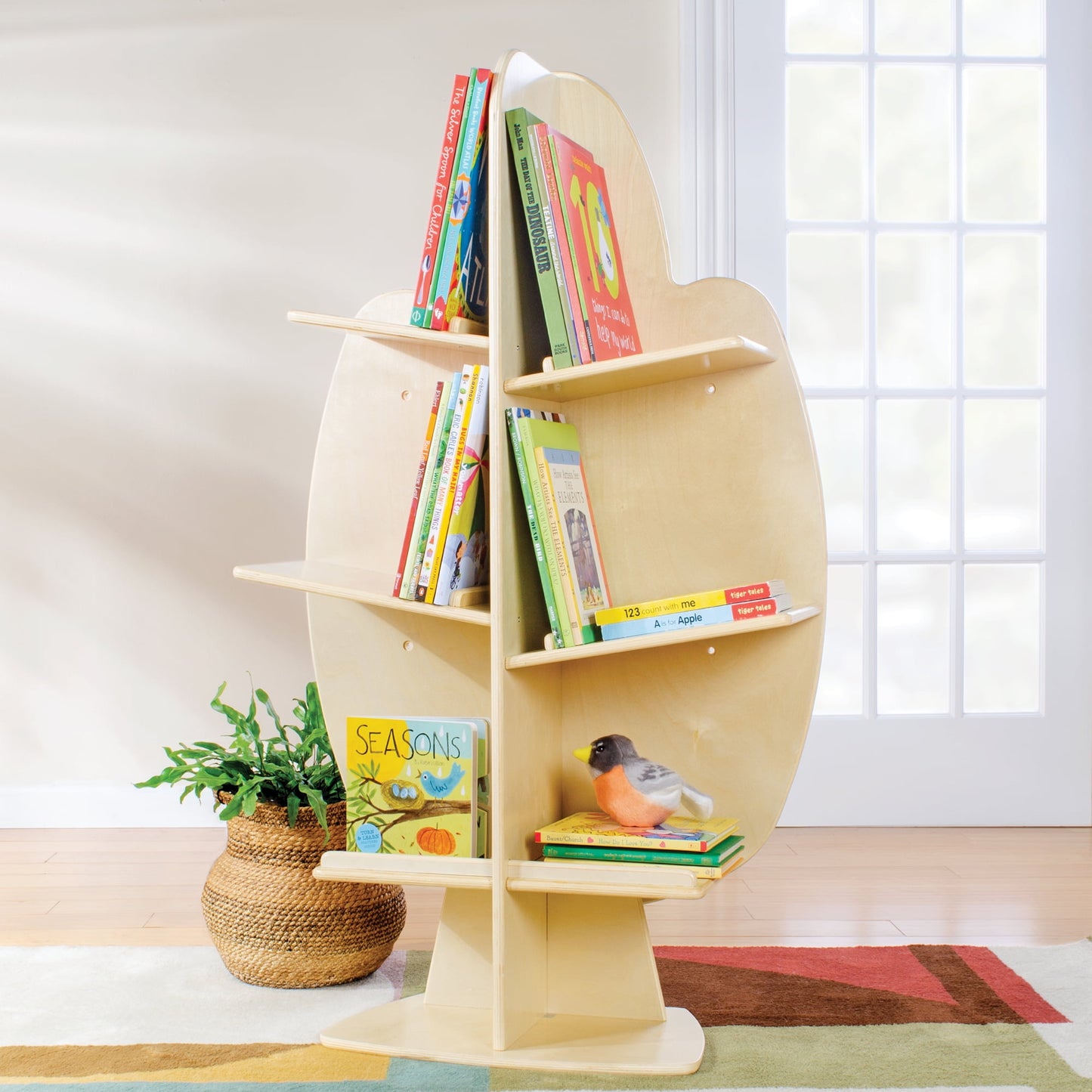 Guidecraft EdQ Reading Tree - Natural: Wooden Standing Bookshelf for Kids', Book Rack for Toys and School Supplies in Homeschool