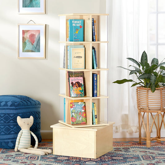 Guidecraft Guidecraft Floor Standing Rotating Book Display: Spinning Bookshelf Tower for Classroom, Kids Playroom, Library | Revolving Bookcase, Montessori Storage Furniture
