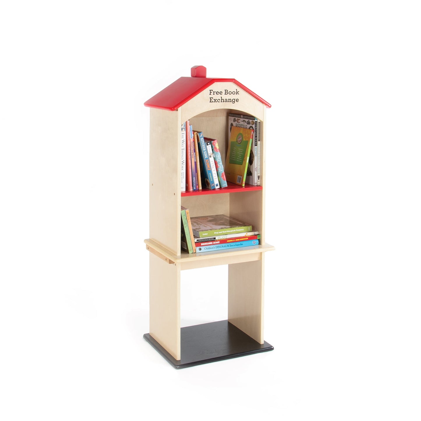 Guidecraft Free Library Exchange Book Stand: 3-Shelf Wooden Storage Bookcase, Classroom Furniture