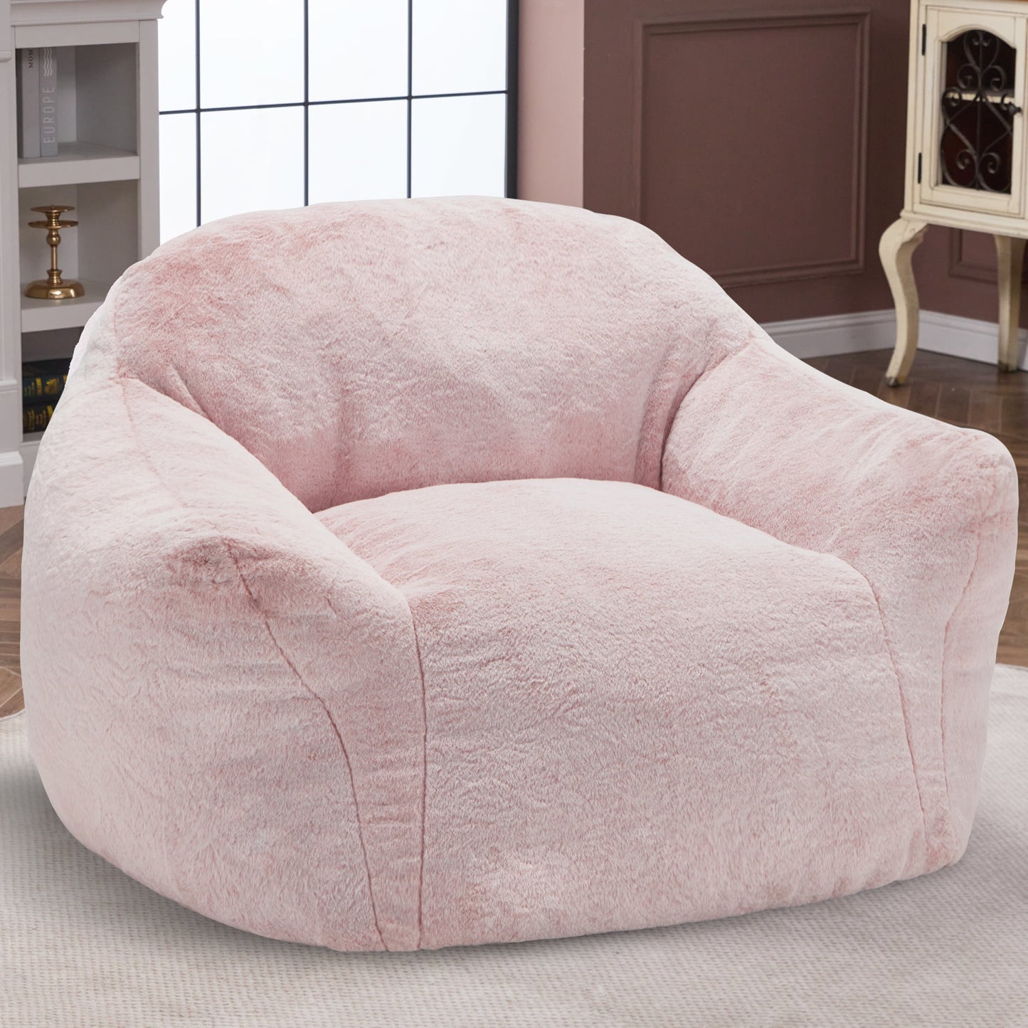 HOMGUAVA Giant Bean Bag Chair for Adults, Large Lazy Beanbag Sofa with Armrests & High-Density Foam for Living Room & Bedroom, Gray