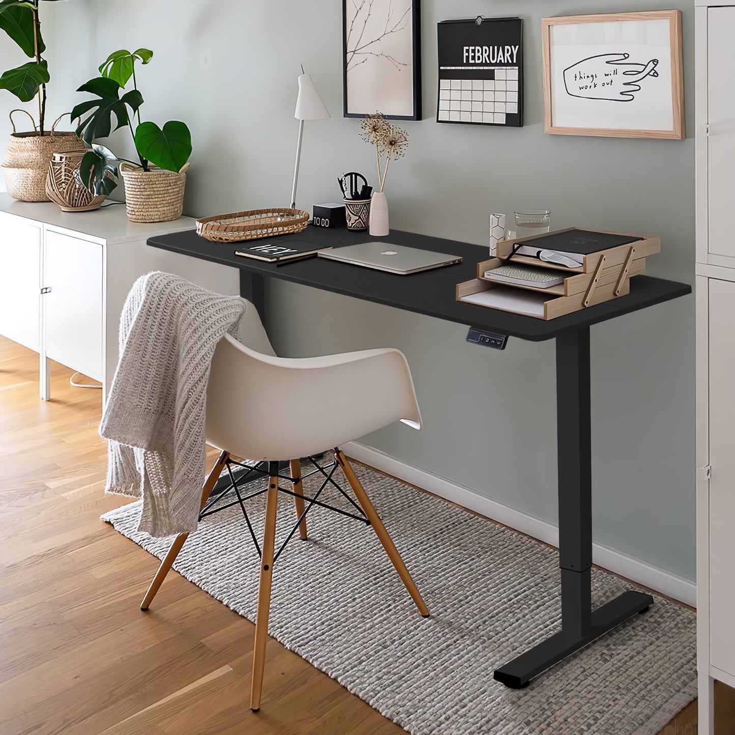 Homall 40in ¡Á 24in in Electric Height Adjustable Standing Desk Home Office Computer Desk Memory Preset with T-Shaped Metal Bracket, Black