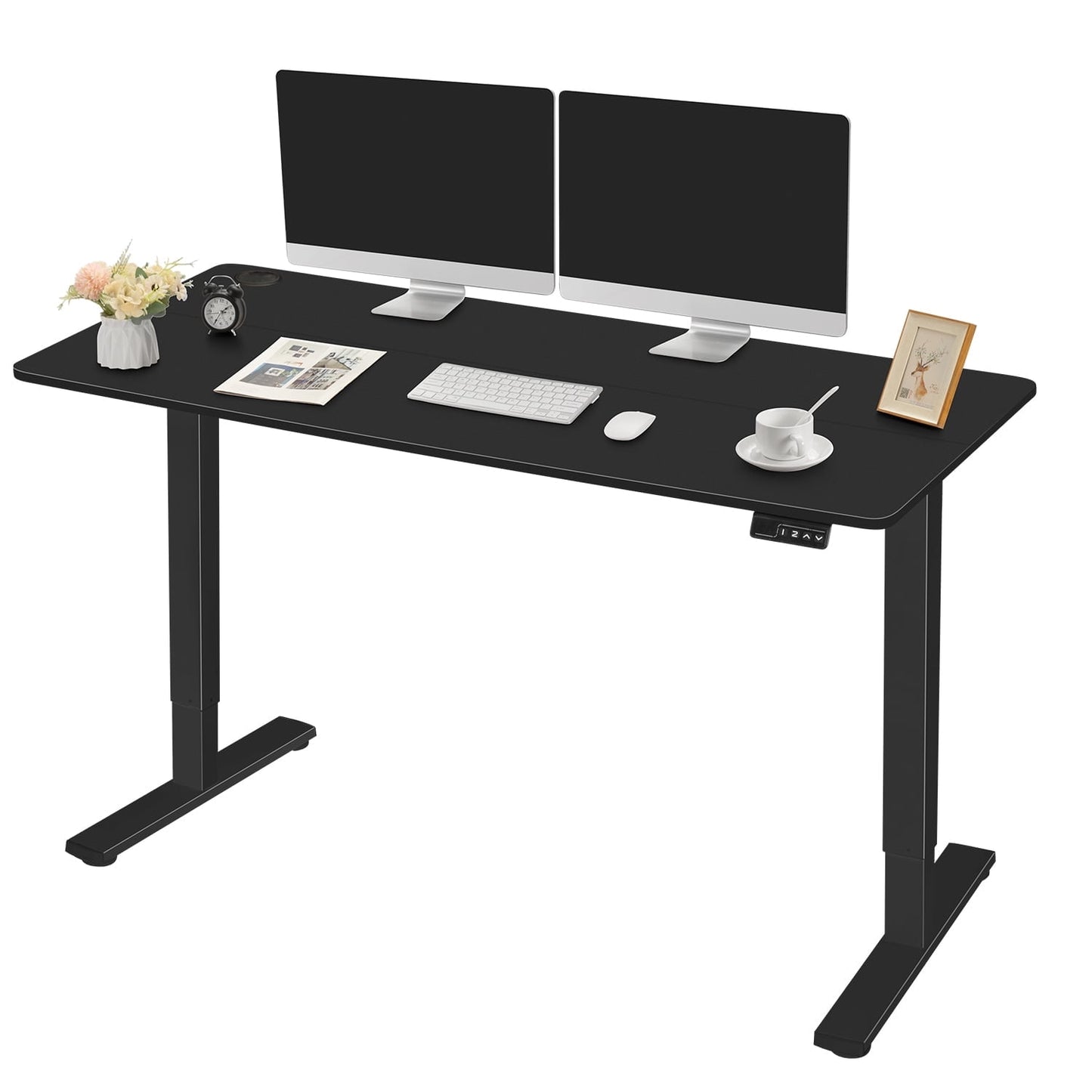 Homall 55in ¡Á 24in Electric Height Adjustable Standing Desk Home Office Computer Desk Memory Preset with T-Shaped Metal Bracket, Black
