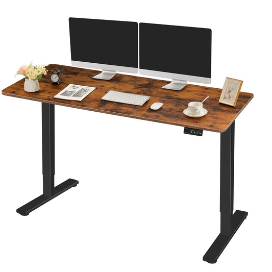 Homall 55in ¡Á 24in Electric Height Adjustable Standing Desk Home Office Computer Desk Memory Preset with T-Shaped Metal Bracket, Brown