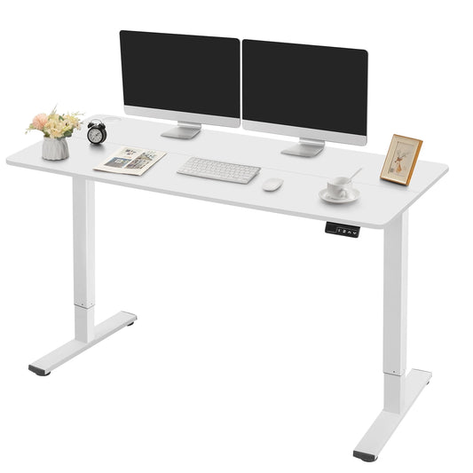 Homall 55in ¡Á 24in Electric Height Adjustable Standing Desk Home Office Computer Desk Memory Preset with T-Shaped Metal Bracket, White