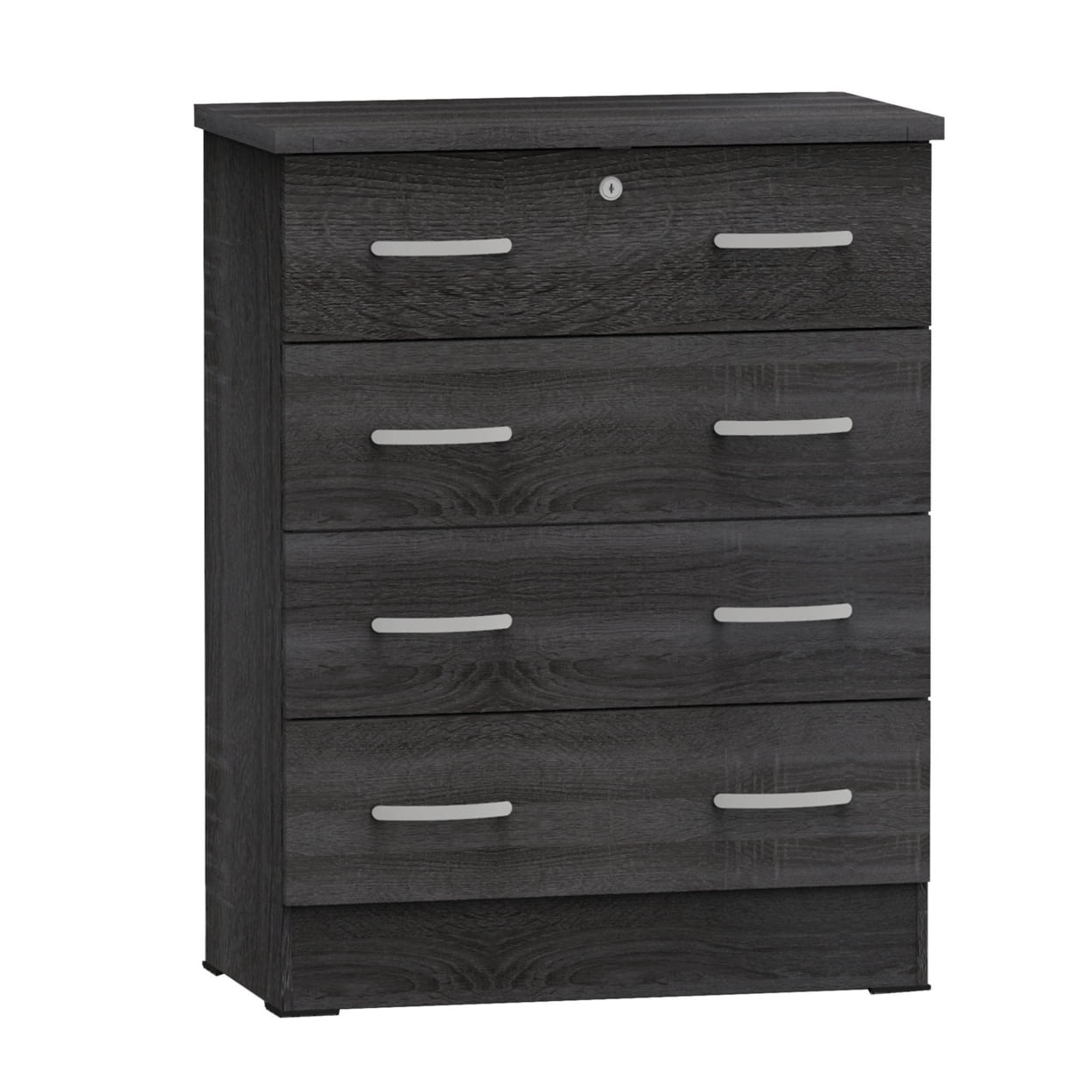 Home Furniture Cindy 4 Drawer Chest Wooden Dresser with Lock - Gray Oak