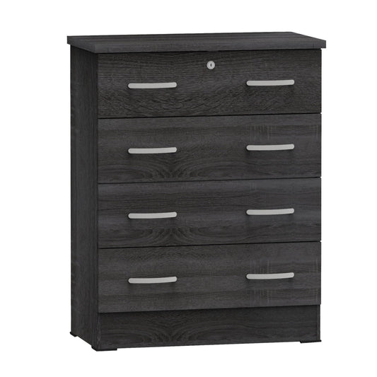 Home Furniture Cindy 4 Drawer Chest Wooden Dresser with Lock - Gray Oak