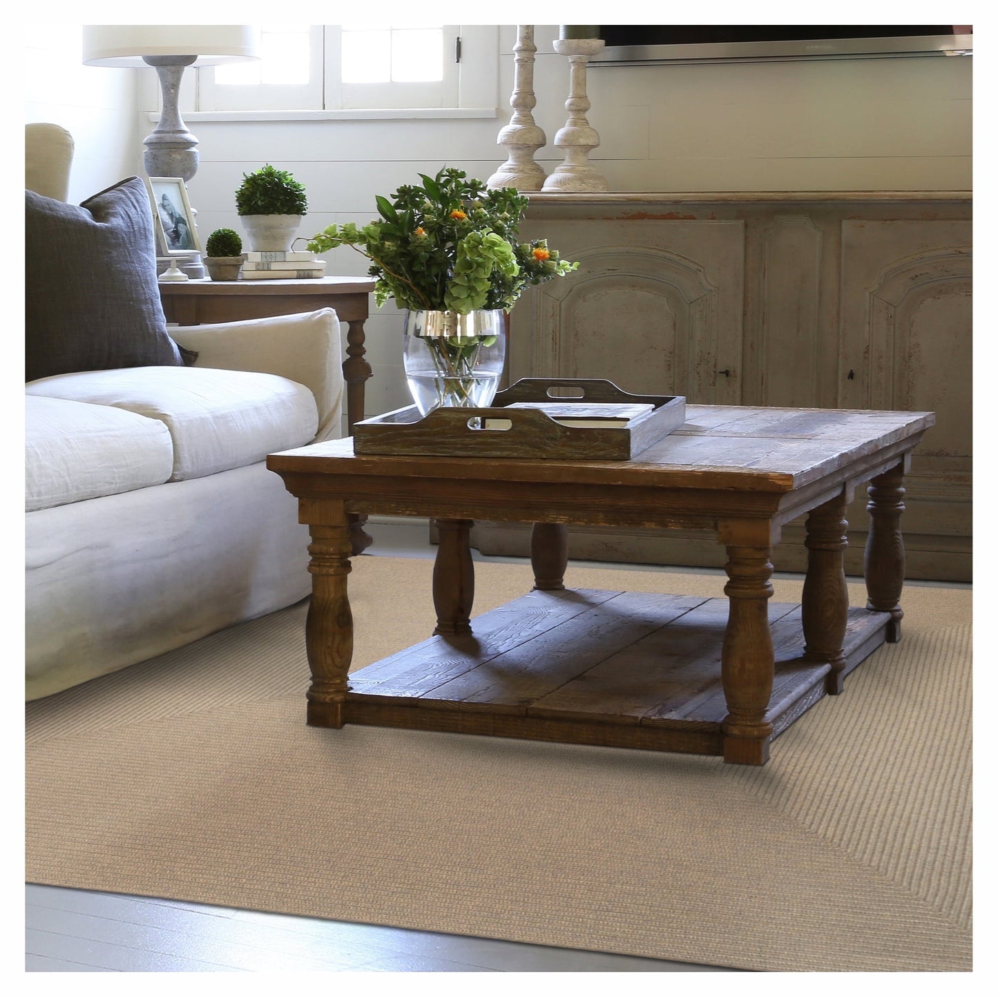 Homespice - Biscuit Solid Beige Area Rug, Finely Braided Country Rugs to Use as Neutral Rugs for Living Room and Patio - Quickly Absorbs Stains and Water - Reversible and Pet Friendly Rugs 5x6' Feet