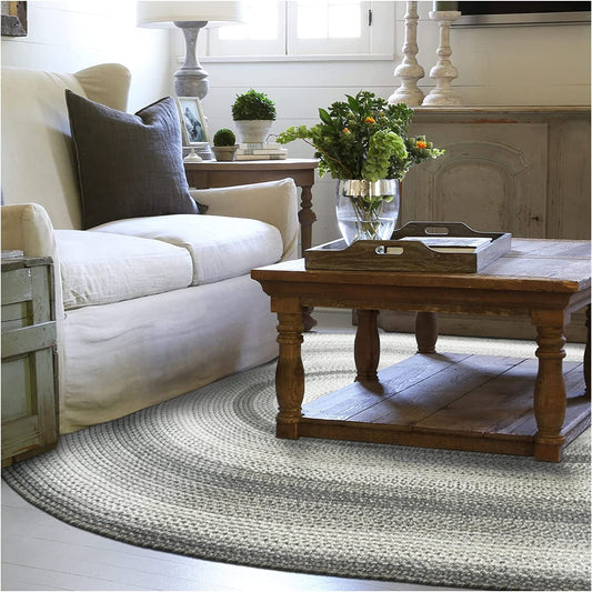 Homespice Graphite Washable 5x8' Rug for Living Room, Bedroom Rug and Dining Room, Indoor-Outdoor Patio Rug Pet Friendly. Decor Style- Farmhouse Rug, Rustic, Country, Gray Braided Rug
