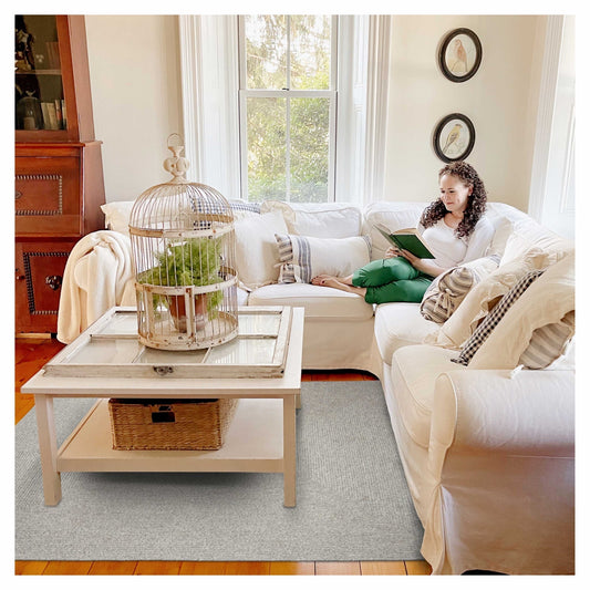 Homespice - Slate Gray Area Braided Rug, 5x8' Rug for Living Room, Bedroom Rug and Dining Room, Indoor-Outdoor Patio Rug Pet Friendly. Decor Style- Farmhouse Rug, Rustic, Country