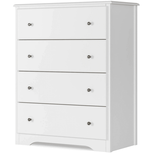Homfa Modern, Vertical & Upright Dresser Chest, 4 Drawer Adult-Size Organizer, White