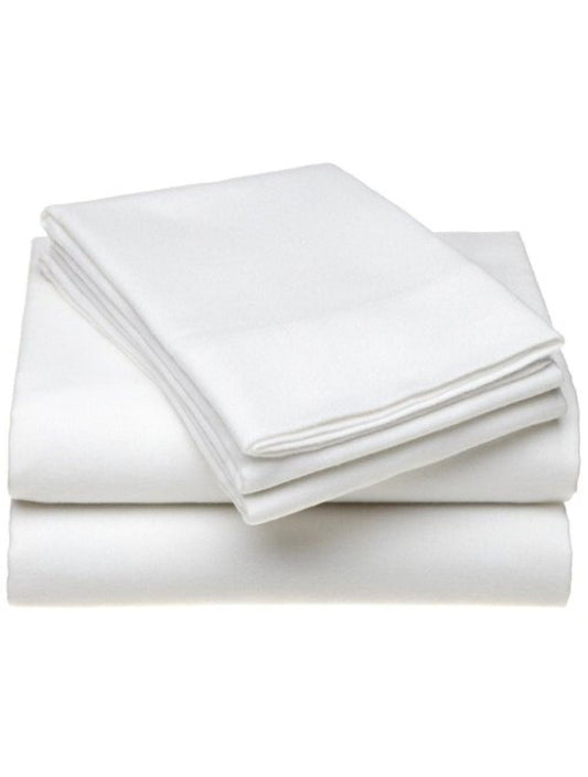 Hotel Bed Linens TC-250 Premium Percale Plain Cotton-Poly Fitted Sheets KING 78in x80in x15in Color White 2/Pack