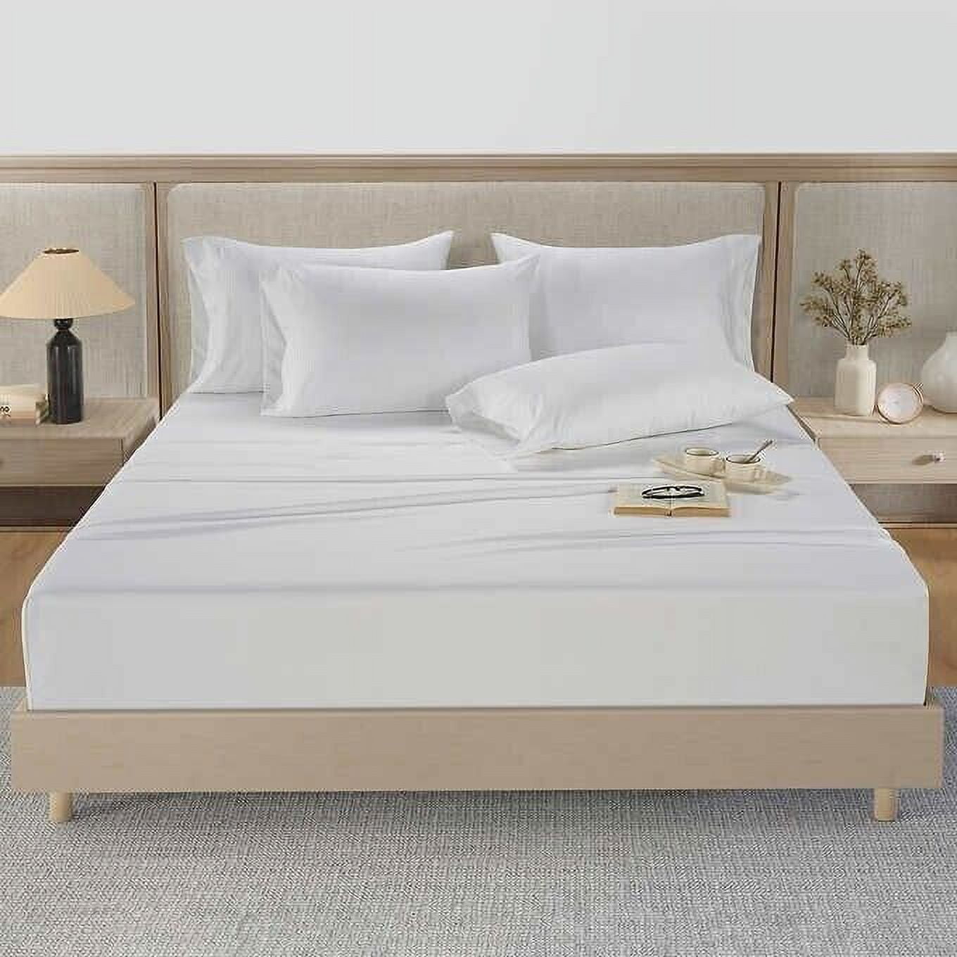 Hotel Signature 800 Thread Count XL Staple Cotton Sheet Set 6-Piece, White Queen