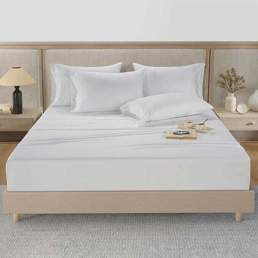 Hotel Signature 800 Thread Count XL Staple Cotton Sheet Set 6-Piece, White Queen