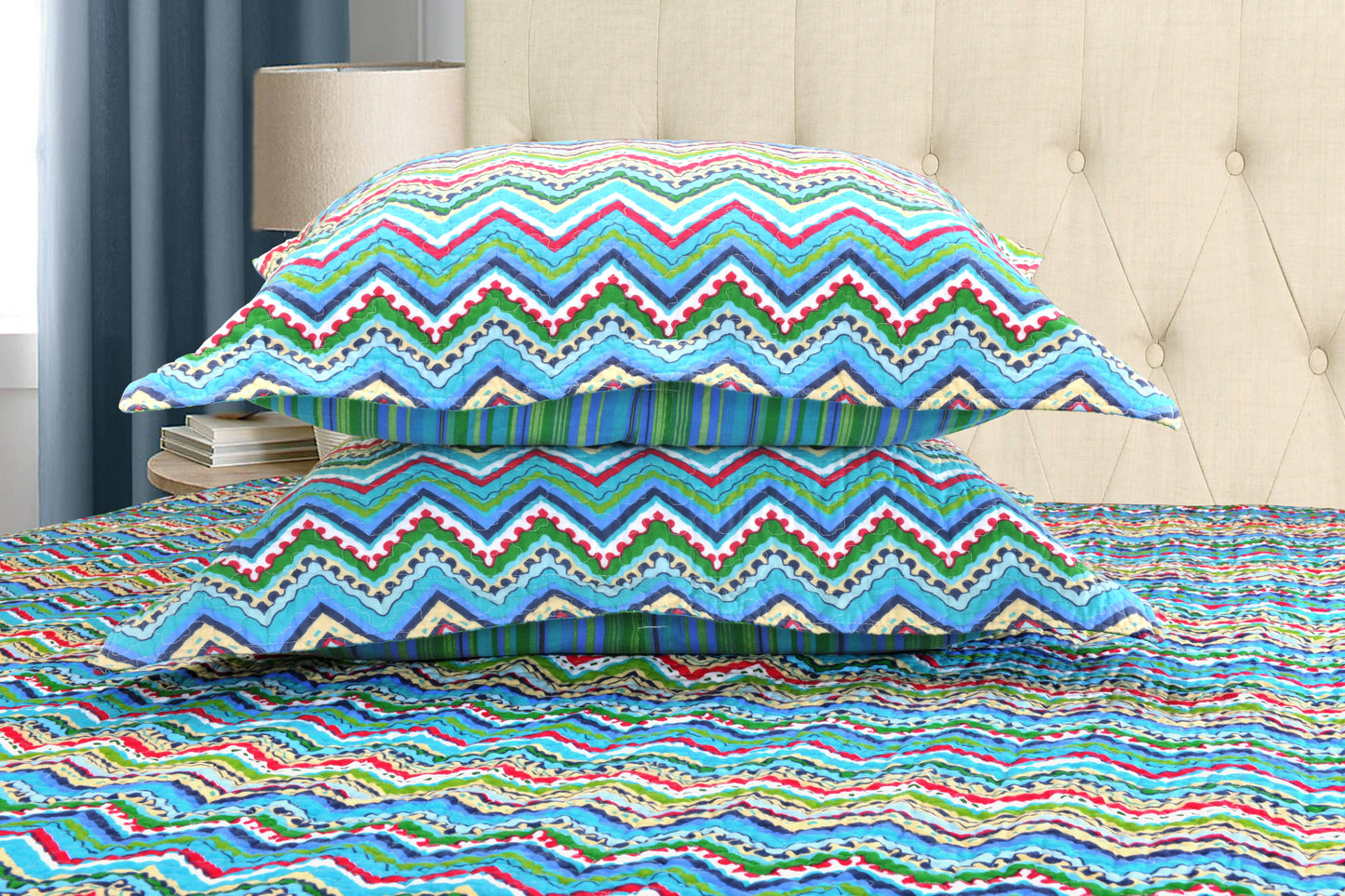 Impressions Zigzag Cotton 3-Piece Quilt Set
