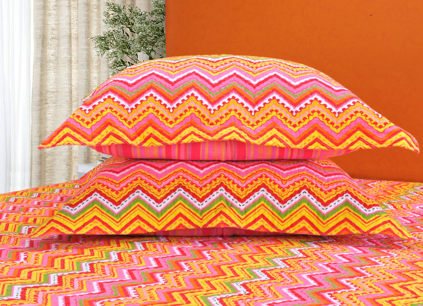 Impressions Zigzag Cotton 3-Piece Quilt Set