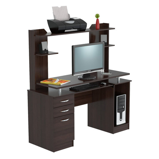Inval Laminate 2-Pedestal Computer Office Desk with Hutch, Multiple Colors