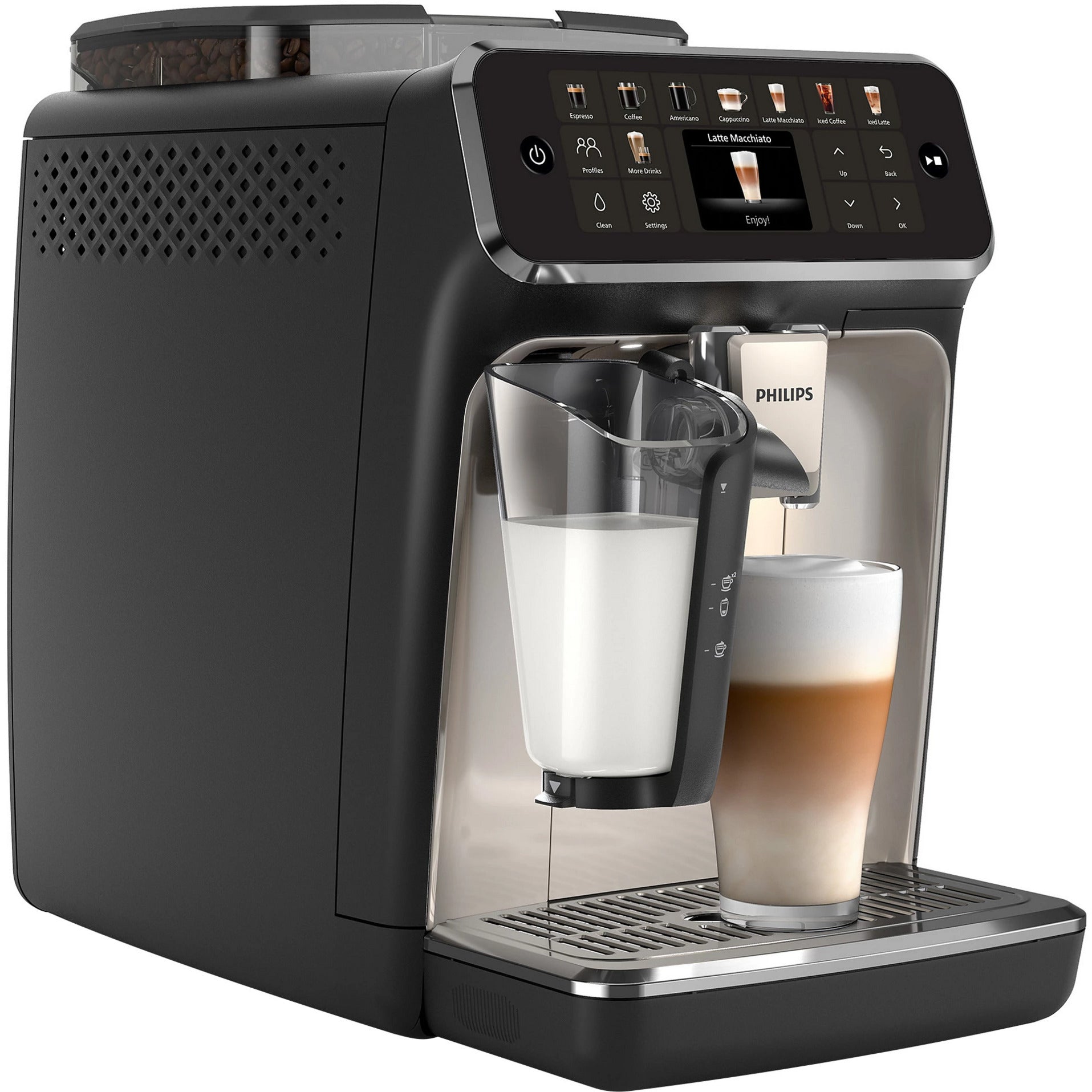 Series 5500 EP5547/90 Kaffeevollautomat - 20 Kaffeespezialitäten, LatteGo-Milchsystem, SilentBrew Technologie, Schwarz verchromt