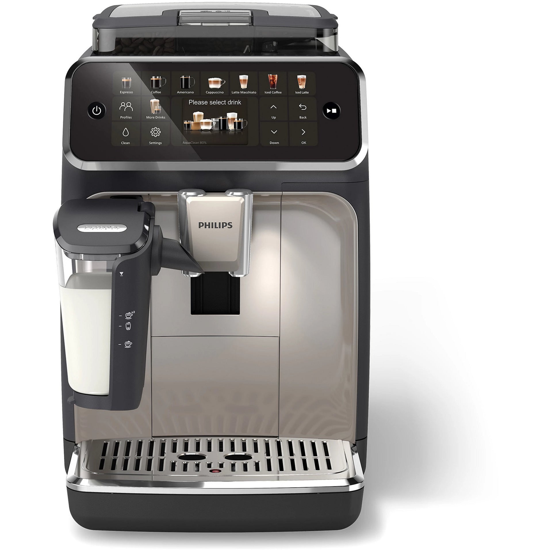 Series 5500 EP5547/90 Kaffeevollautomat - 20 Kaffeespezialitäten, LatteGo-Milchsystem, SilentBrew Technologie, Schwarz verchromt