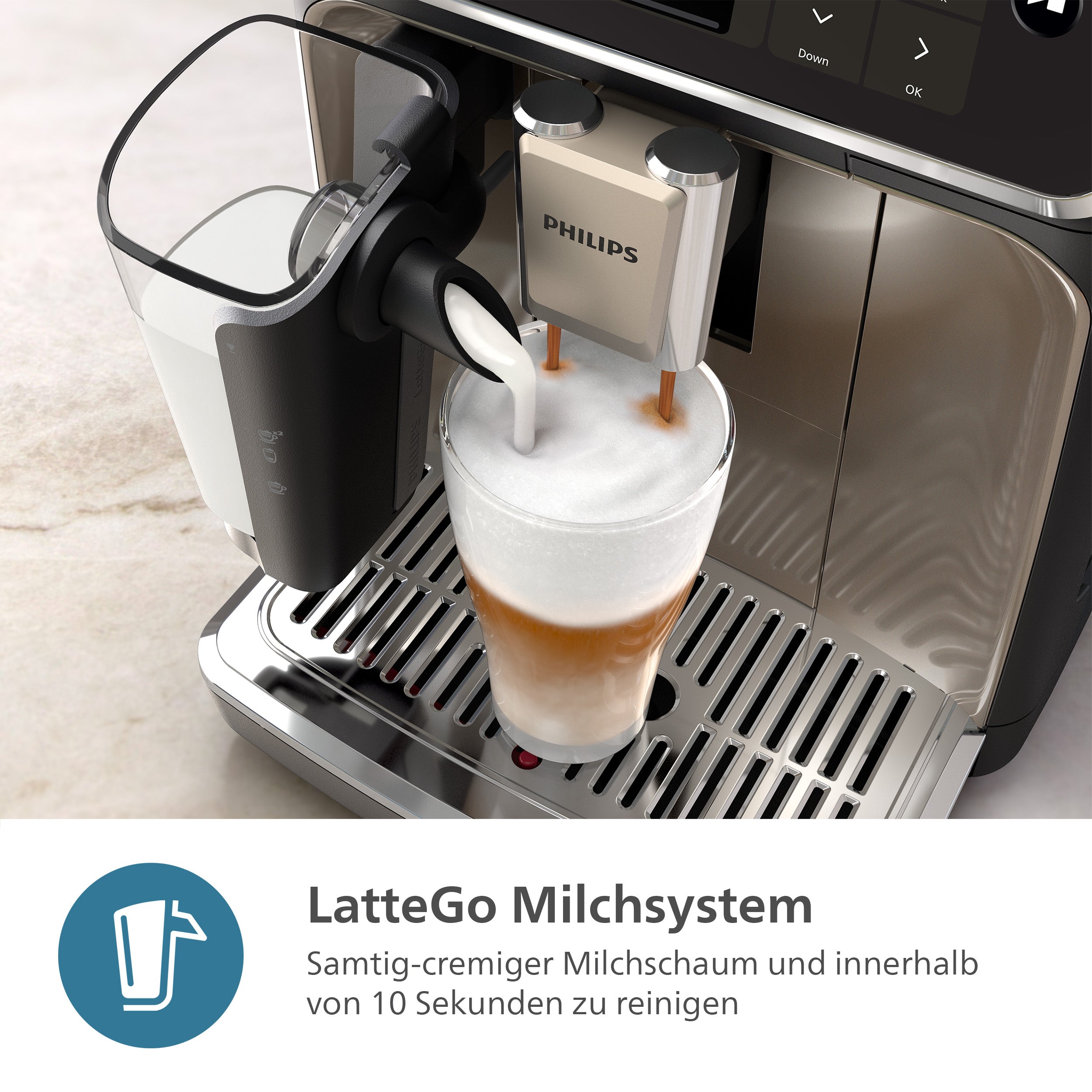 Series 5500 EP5547/90 Kaffeevollautomat - 20 Kaffeespezialitäten, LatteGo-Milchsystem, SilentBrew Technologie, Schwarz verchromt