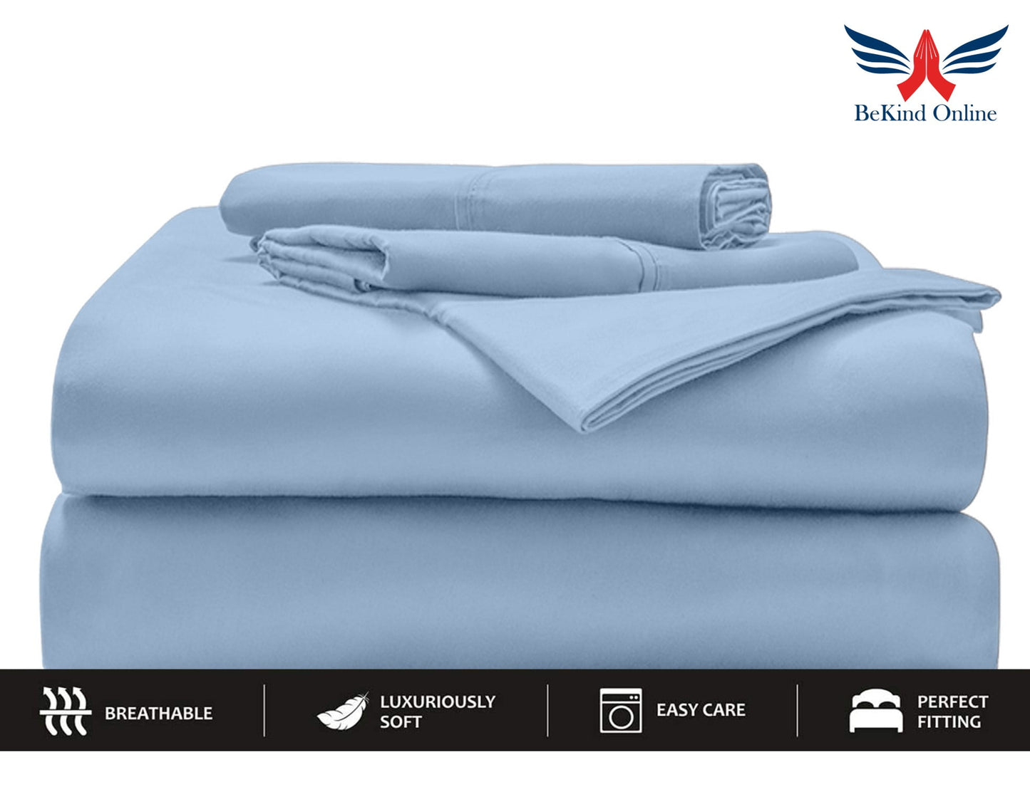 24-INCH EXTRA DEEP POCKETS Split Head Queen Sheets Sets for Adjustable Bed - 800-Thread Count 100% Egyptian Cotton - 4-PC Set - FlexTop Queen 39in Split, Light Blue Solid