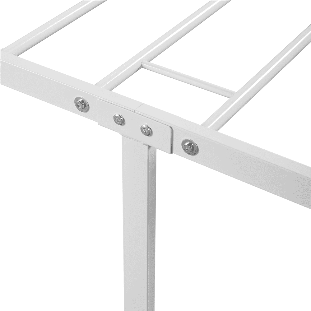 Alden Design Metal Platform Twin XL Bed with High Headboard, White