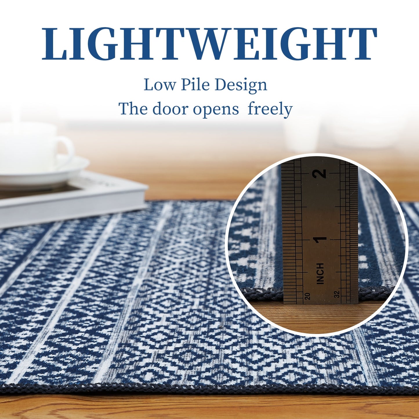 Haperlare Modern Geometric Area Rug 9 x 12 Ft Large Non-Slip Washable Living Room Rug Boho Bedroom Home Office Kitchen Large Dining Room Carpet, Navy Blue