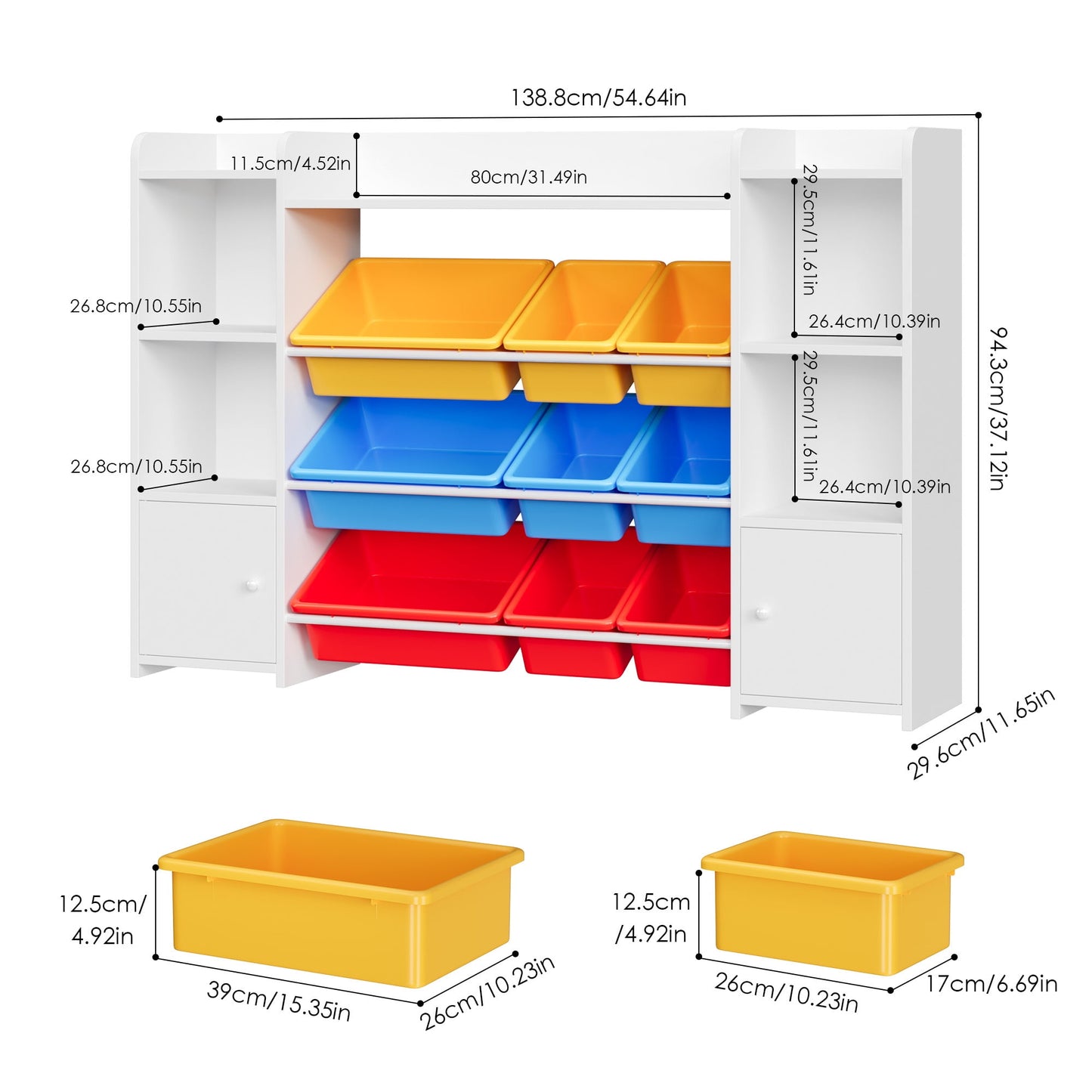 Homfa Kids Toy & Book Storage Organizer, White Bookshelf Cabinet for Bedroom Children's Room Playroom