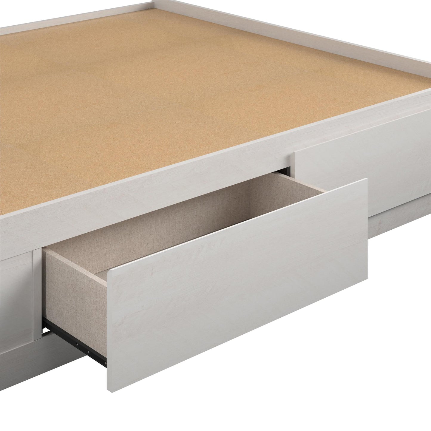 Ameriwood Home Full Platform Bed with Drawers, Ivory Oak