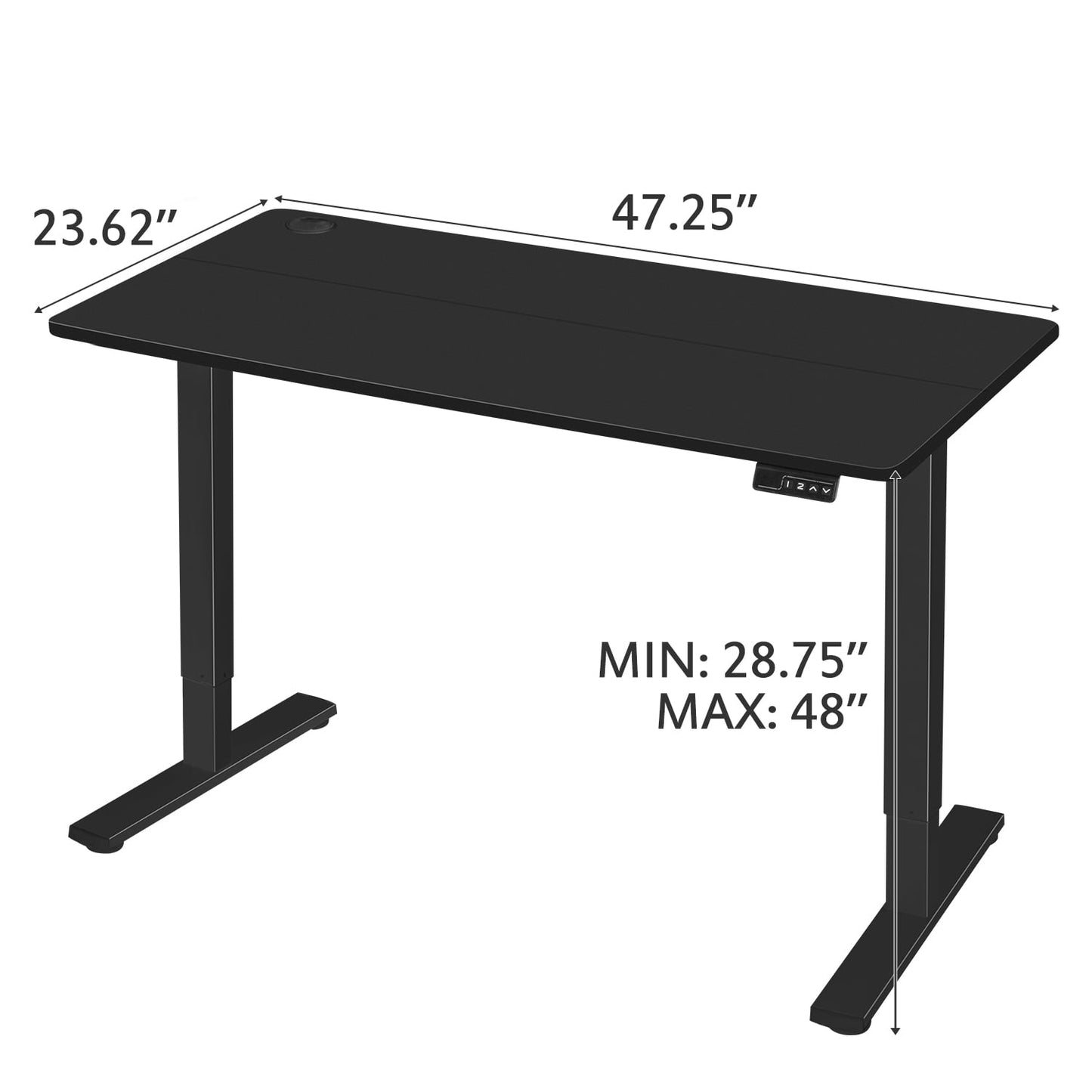 Homall 48in ¡Á 24in Electric Height Adjustable Standing Desk Home Office Computer Desk Memory Preset with T-Shaped Metal Bracket, Black