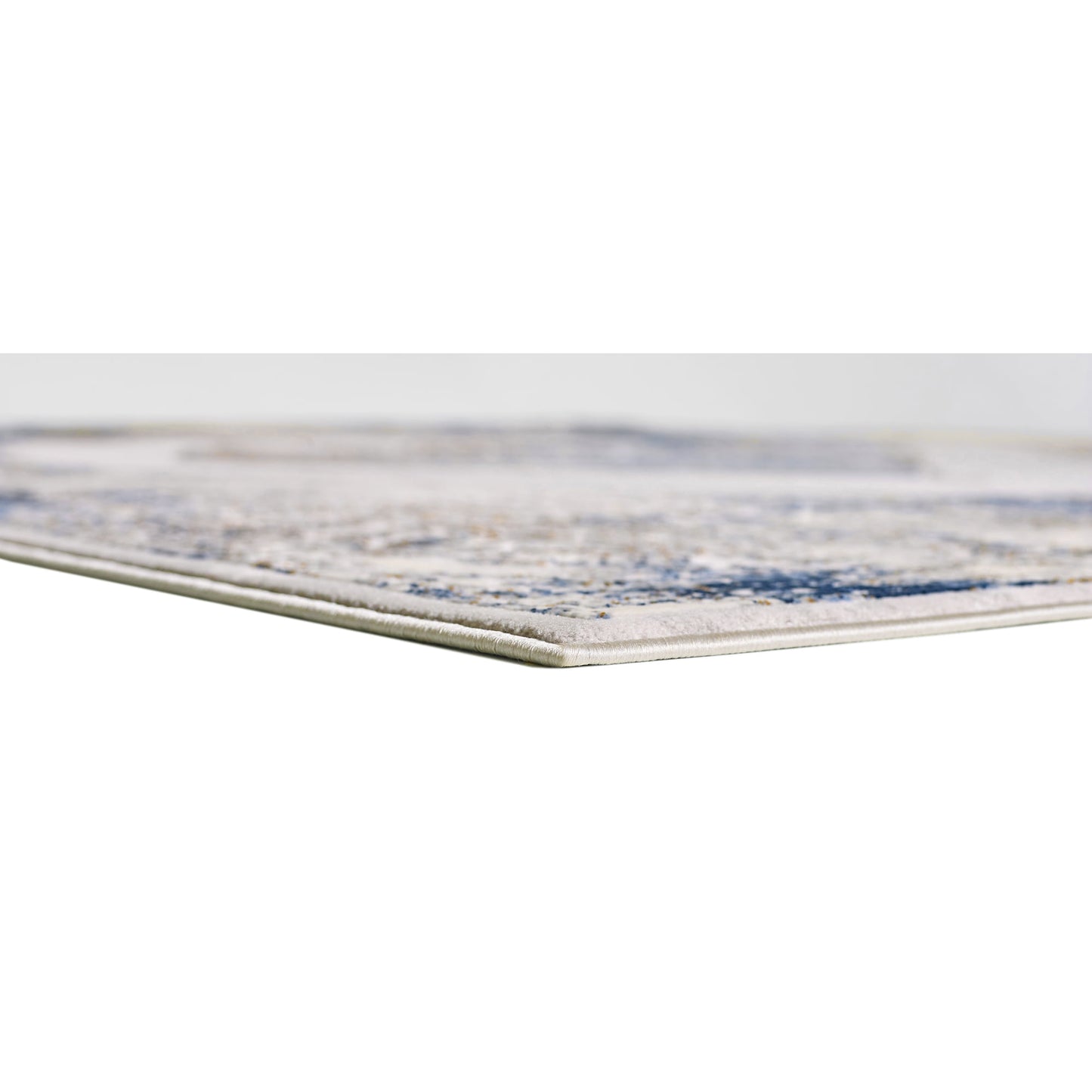 Allstar Rugs 7' 9in x 10' 0in Gainsboro Grey Traditional Persian Themed Polyester Area Rug with a Blue Bijar Design and Gold Accents. Machine-Made in Turkey.