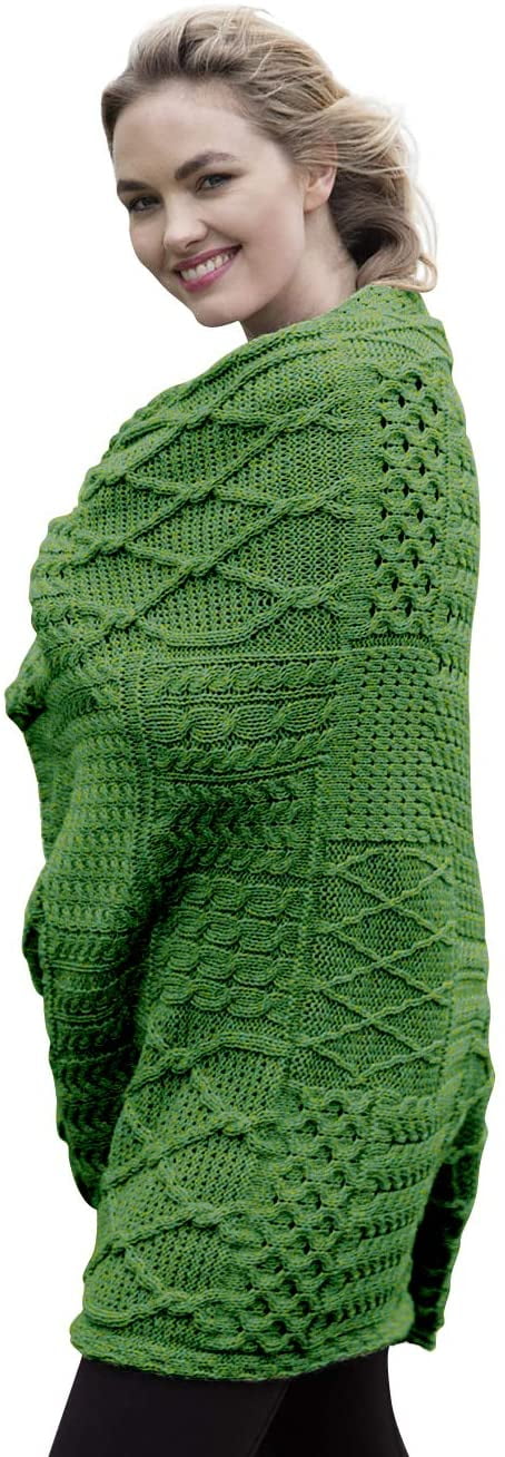 Aran Patchwork Throw 100% Premium Merino Wool Blanket 60in x 42in Made in Ireland by Aran Woollen Mills