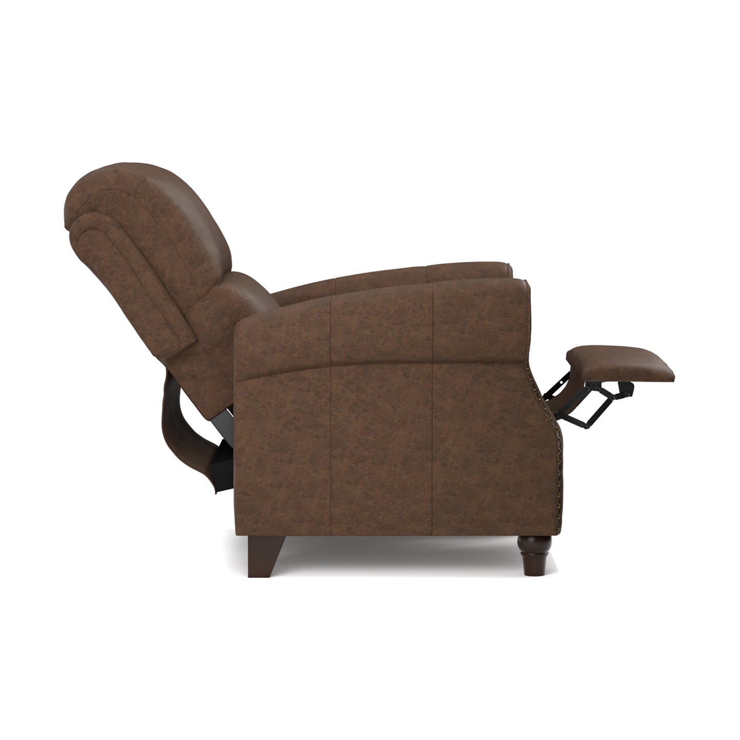 Homesvale Cari Push Back Recliner Chair, Brown Faux Leather