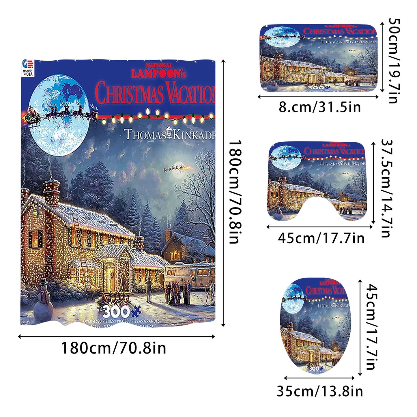 Advent calendar clearance Crazy Christmas Vacation Christmas Shower Curtain Bathroom Anti-slip Carpet Rug Toilet Cover Mat Set(Buy 2 save 10%)