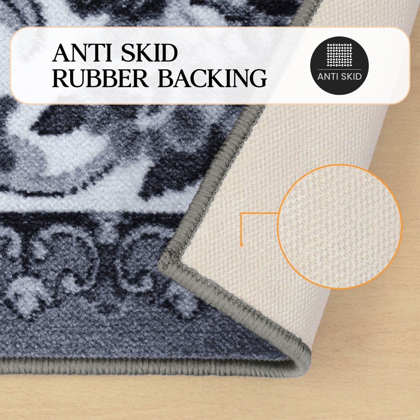 Impressions Floral Transitional Modern Washable Area Rug, Gray