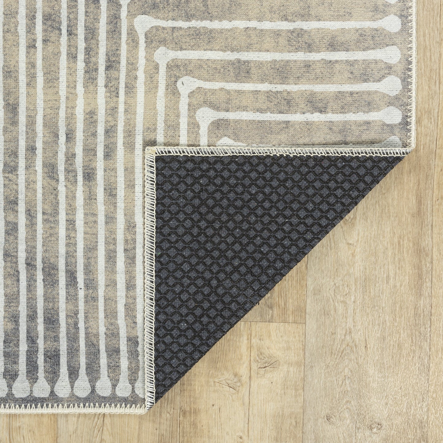 GLN Rugs Ephesus - Machine Washable Area Rug - 2'6in x7' Turkish Modern Rug Beige/Gray