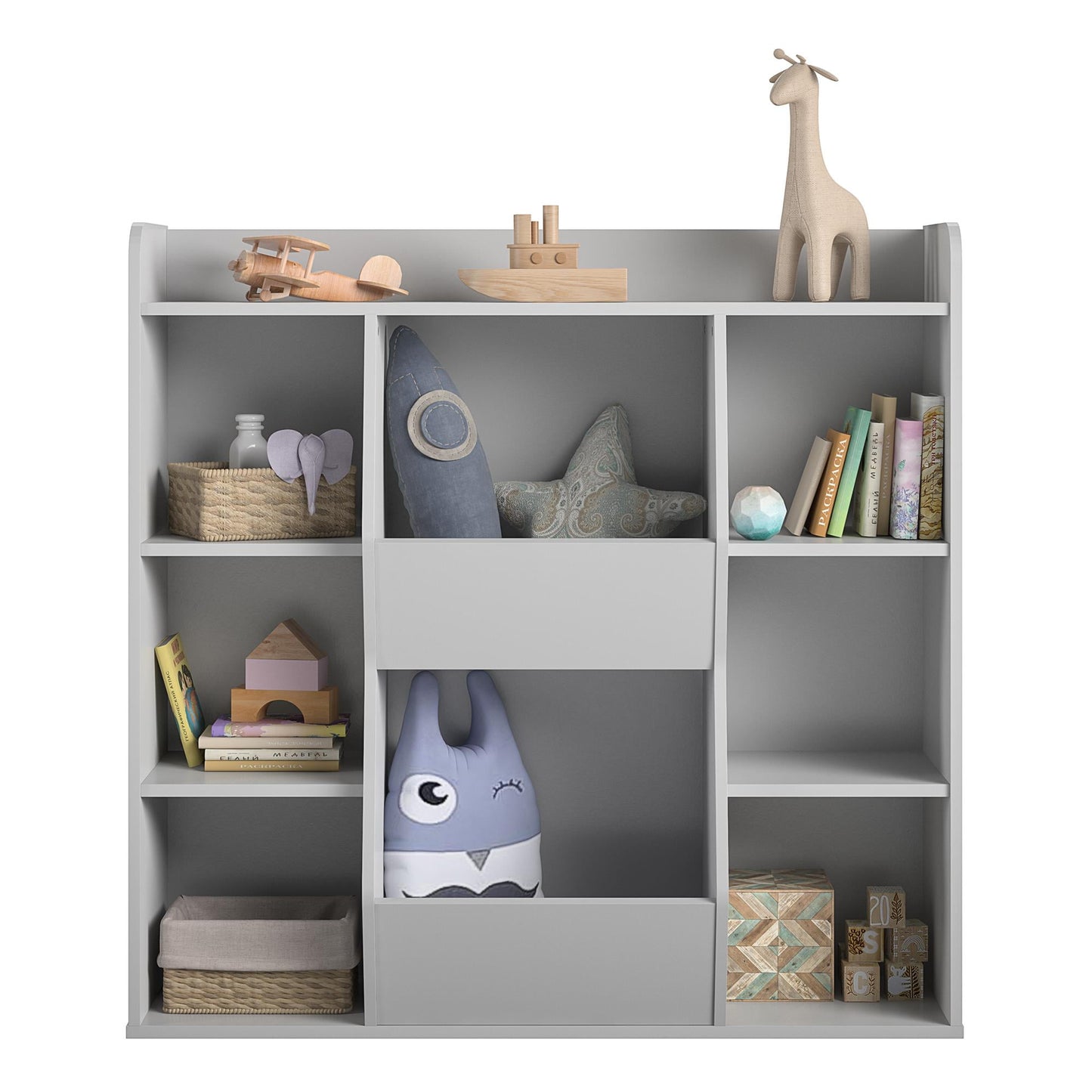 Ameriwood Home Charli Kids Large Toy Storage Bookcase, Dove Gray